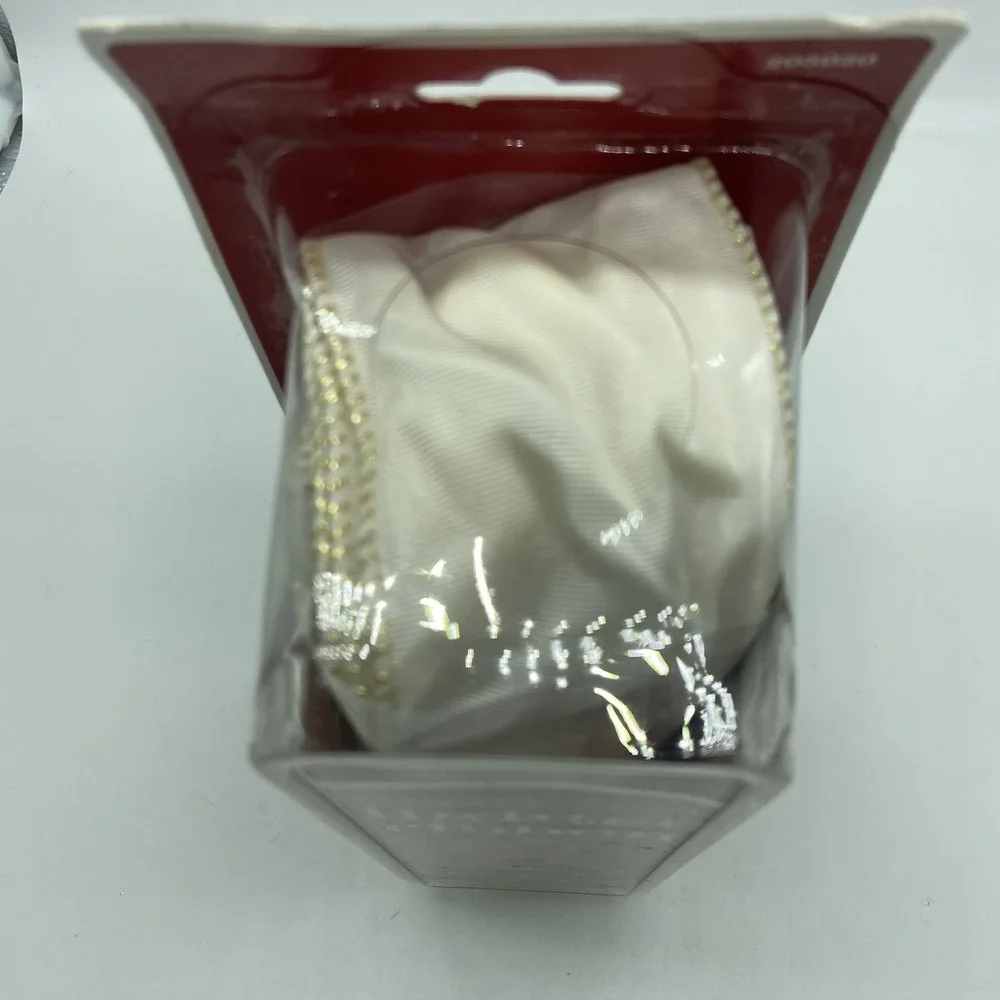 Holiday Living Lighted Ribbon 15ft 50‎ Lights Cream Gold Wired Indoor NEW